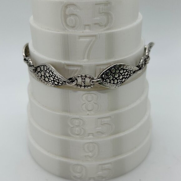 Sarda Sterling Silver Textured Link Bracelet 7.5 Inch For Women Jewelry Elegant - Picture 12 of 12